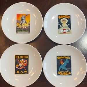Pottery Barn Vintage Poster Hors D’oeuvres Plates